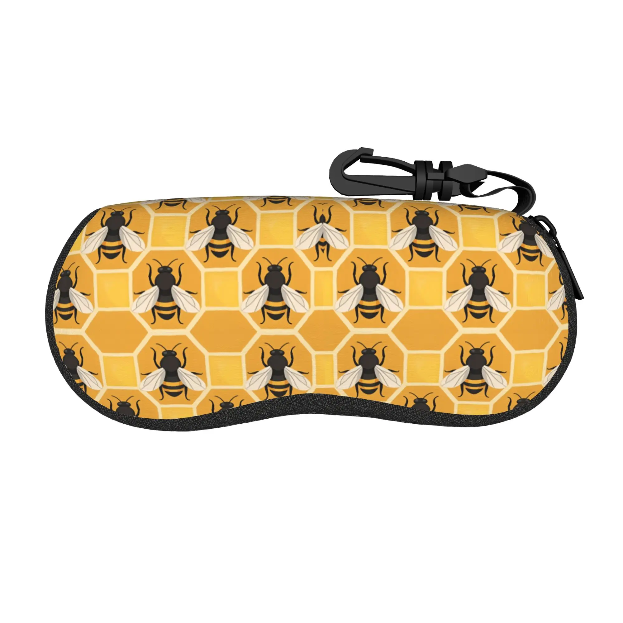 honeycomb bee cute bees Glasses Case Gifts For Girl Boy  Zipper  Eyeglasses Storage Box Protector Glasses Box