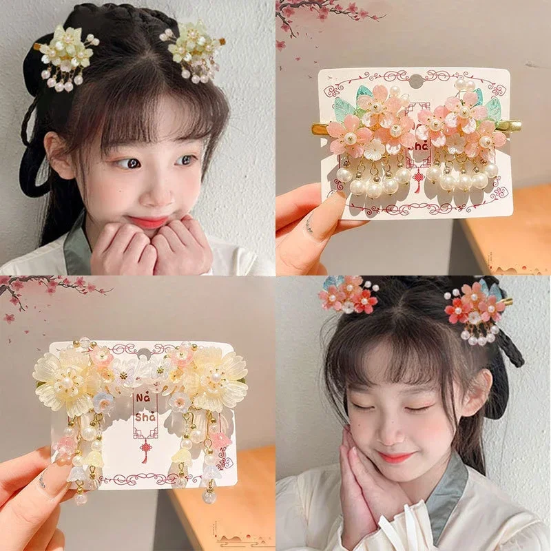 New Princess Fashion Accessories, Girls Cute Sweet Flower Bow Fringe Hairpin Children's Headwear