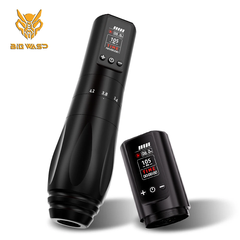 

BIGWASP Dual Battery Wireless Tattoo Machine Stroke 2.0-4.2mm OLED Display 1800mAh Battery Pen Professional Coreless Motor Pen