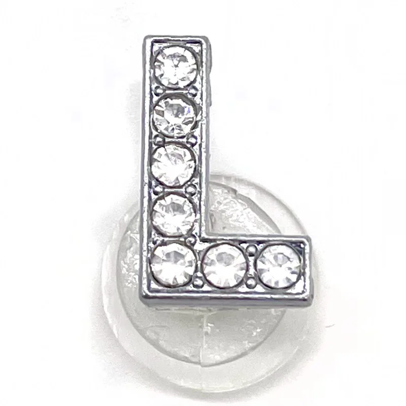 Schuh Charms Glitter Strass Buchstabe Silber Kristall Alphabet DIY Legierung Schuh Dekorationen Schmuck Slider Armband Armbänder – Detail 21