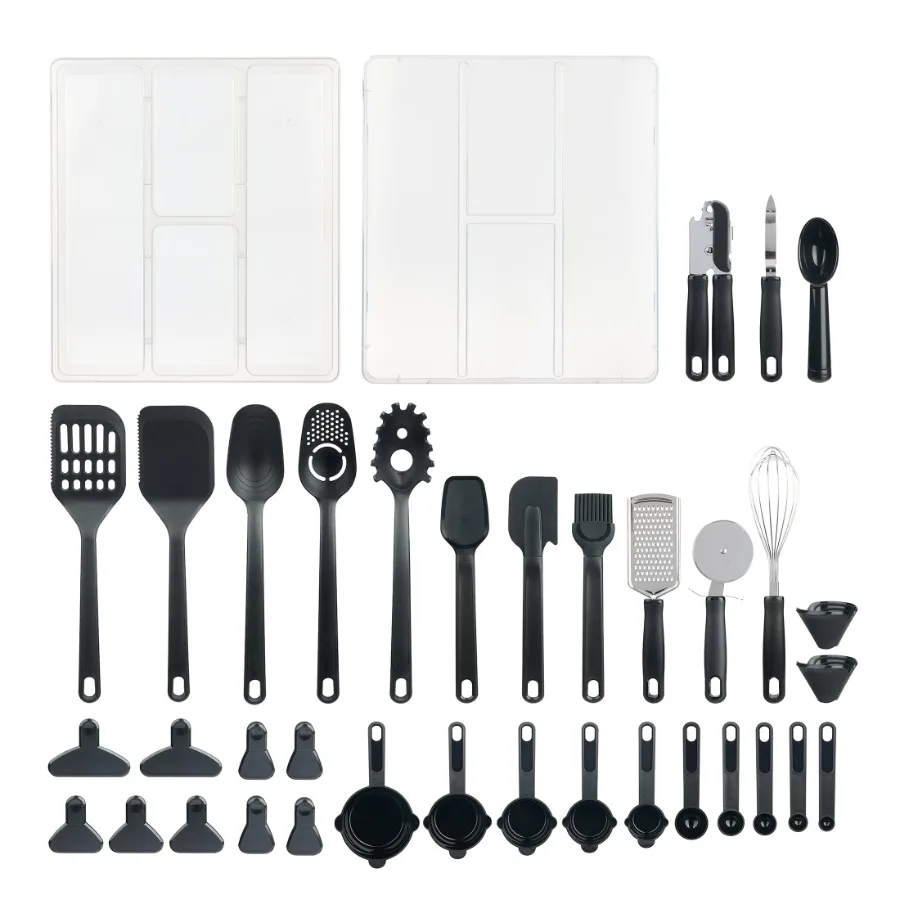 36-Piece Kitchen Gadget Set with Cooking Utensils and Drawer Organizer for Efficient Meal Prep and Storage Solutions