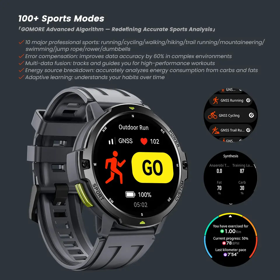 Novo 2025 gps smartwatchs 1.46 "tela amoled bússola altímetro barométrico 580mah bateria 5atm esportes ao ar livre relógio inteligente para homem