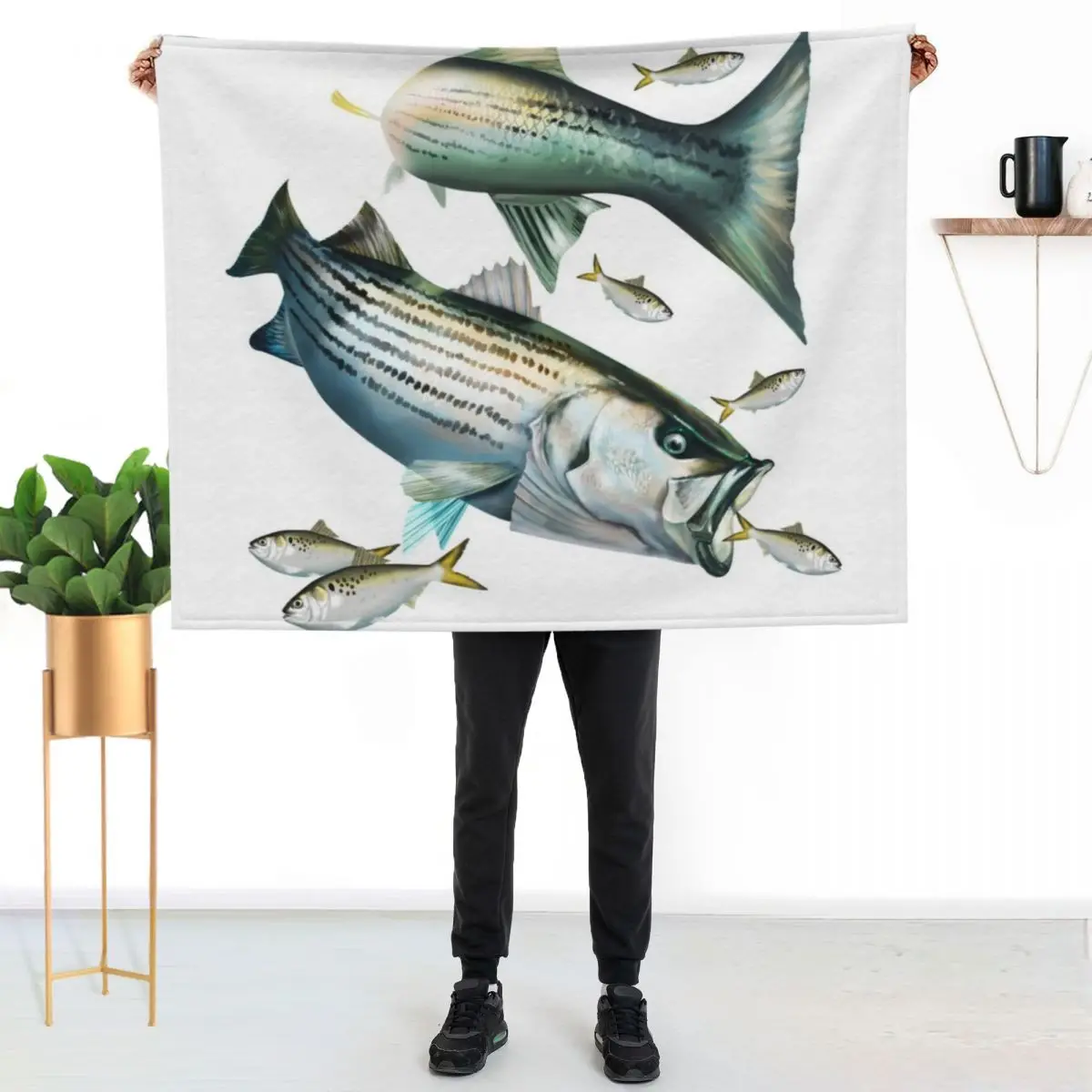 Striped Bass Chasing Menhaden Throw Blanket Loose christmas gifts Quilt Decorative Sofas Blankets