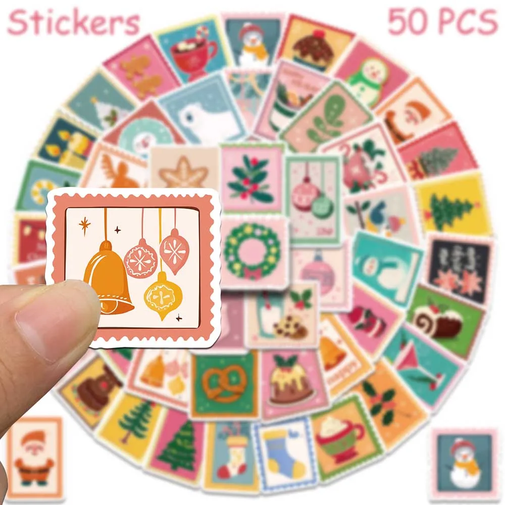 50 stücke Weihnachten Stempel Graffiti Aufkleber Aufkleber Für Telefon Brief Sammelalbum Koffer Skateboard DIY Cartoon Wasserdichte Aufkleber – Detail 5
