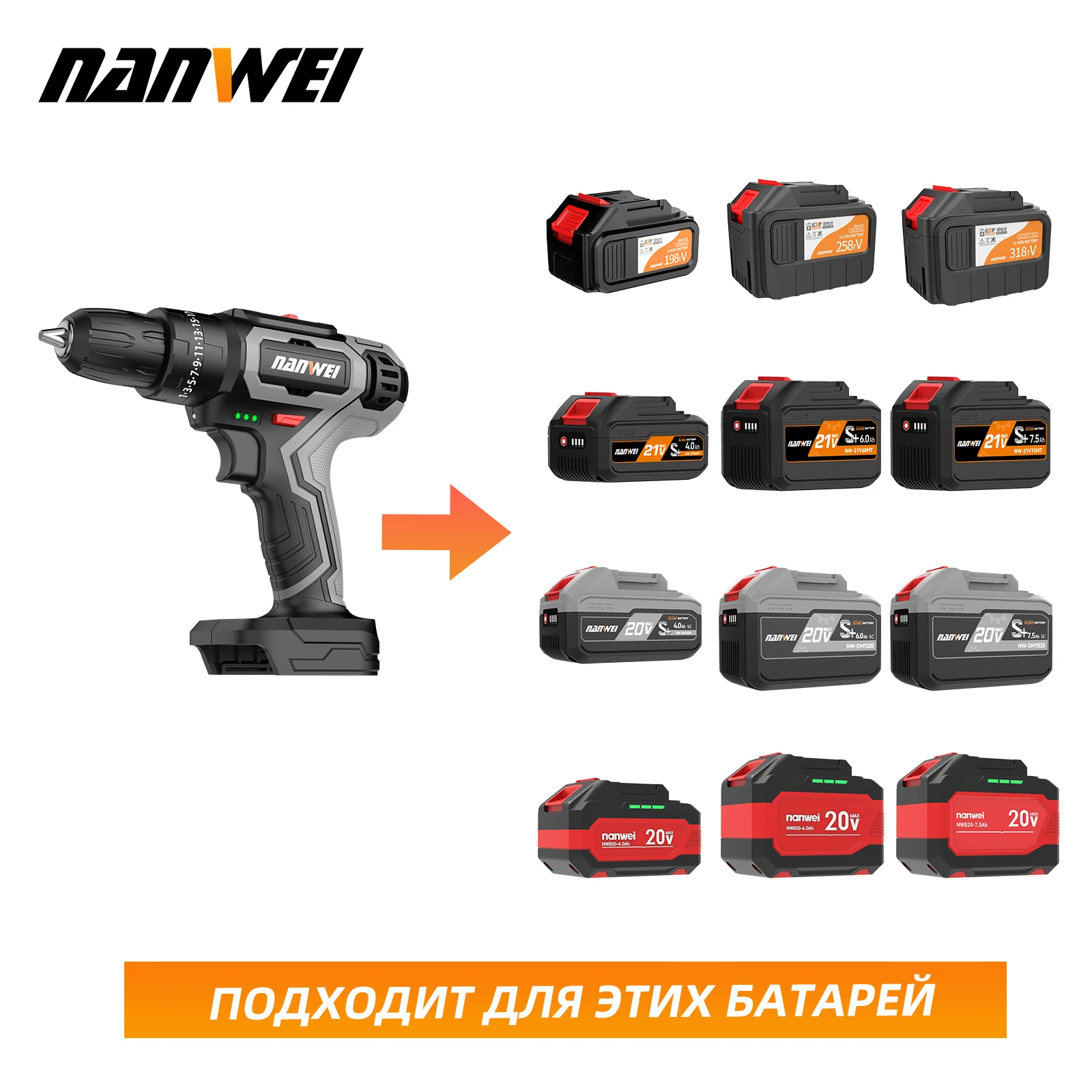 NANWEI Electric Hand Drill Household Electric Hand Drill Charging Tool Lithium Battery Multifunctional