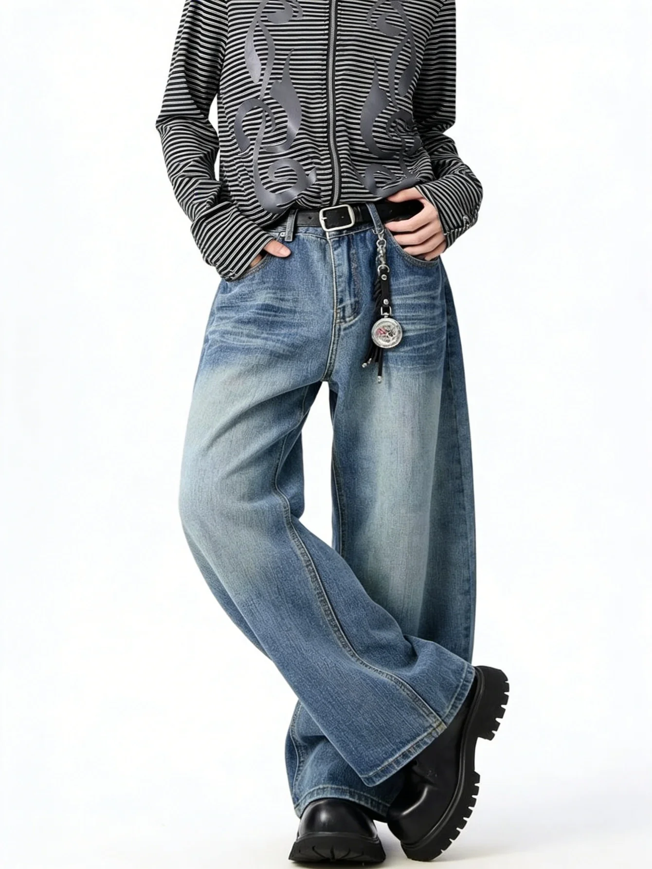 Loose Blue Y2K Drip Jeans For Man Unisex Original Denim Pants No accessories or belts included