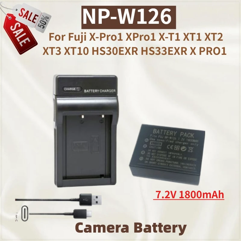 

High Quality NP-W126 7.2V 1800mAh Battery + Charger for Fuji X-Pro1 XPro1 X-T1 XT1 XT2 XT3 XT10 HS30EXR HS33EXR X PRO1 Brand New