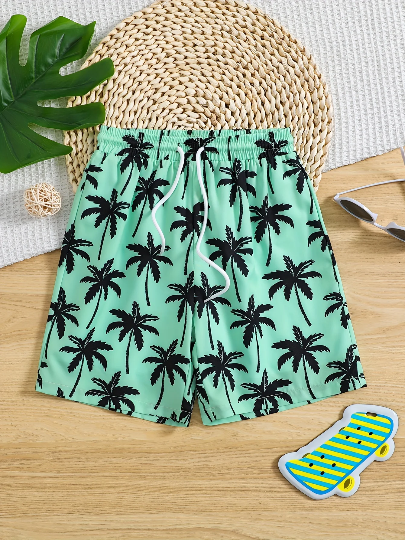 Kids Coconut Tree 3D Print Summer Boys Shorts Elastic Waist Drawstring Beach Swim Shorts Boy Sports Short Pants Children Clothes