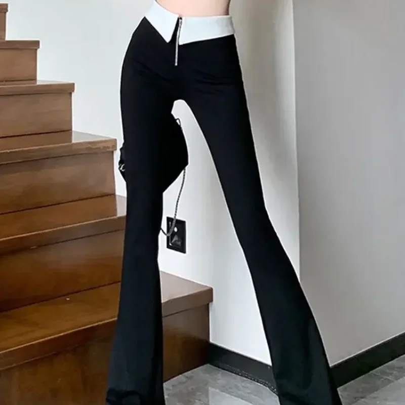 

Женские брюки Flare Original Outfits: хлопковые, комфортные, эластичные, классические, в стиле 90-х, трендовые, 2026 года, длинные, свободного кроя