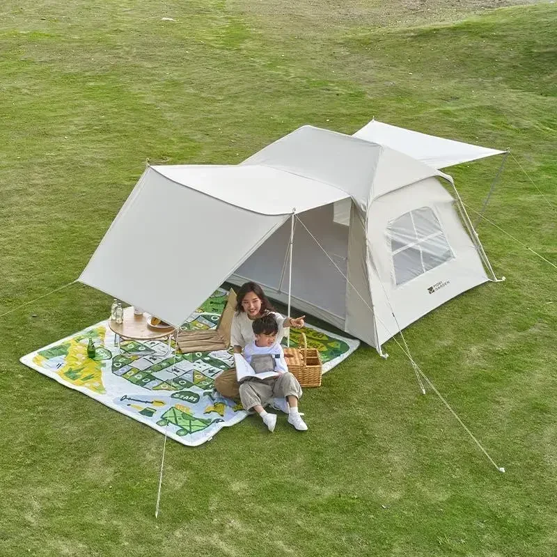 MOBI GARDEN Camping With Canopy Tent Zero Home Edition 150 Vinyl Pop Up 3-4 Person Waterproof Automatic Outdoor Beach for Family