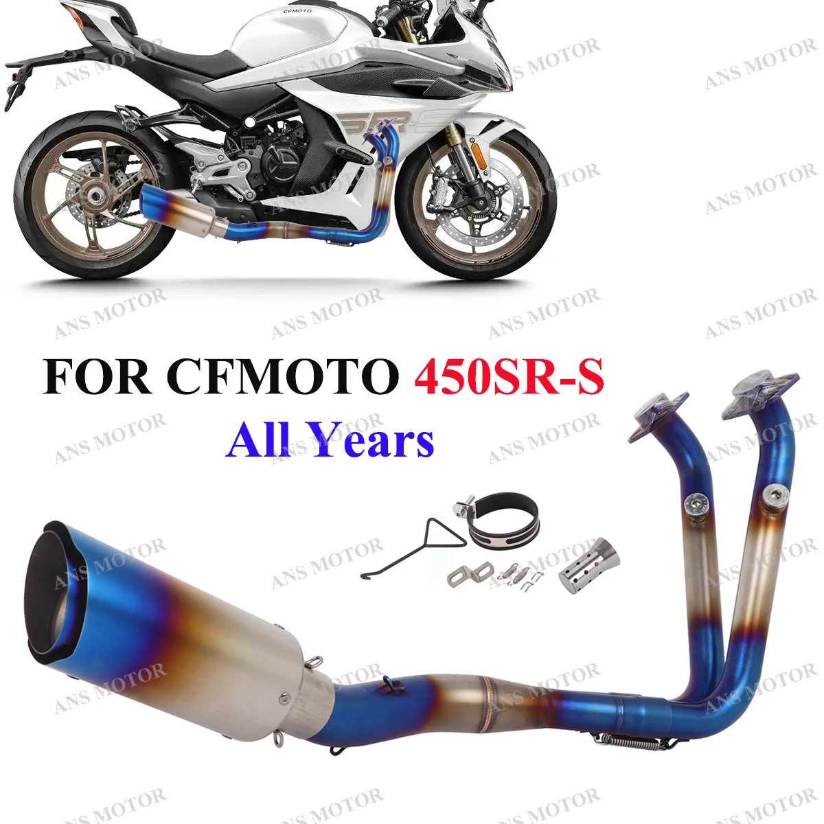 

Slip On For CFMOTO 450SRS 450SR-S 24-25 Motorcycle Exhaust Escape System Front Link Pipe Low Mount Stainless 450SRS Exhaust
