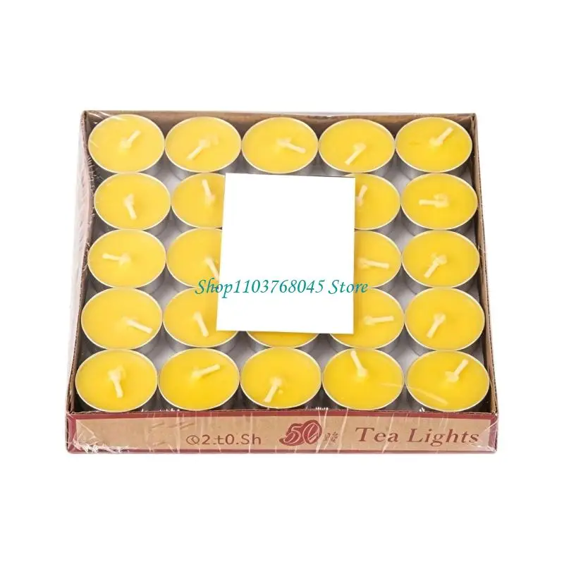 R53F Unscented Tealights 2hr Tealights 50pc Set in Metal Cups for Dining Tables, Shelves, and Everyday Indoor Styling for Daily
