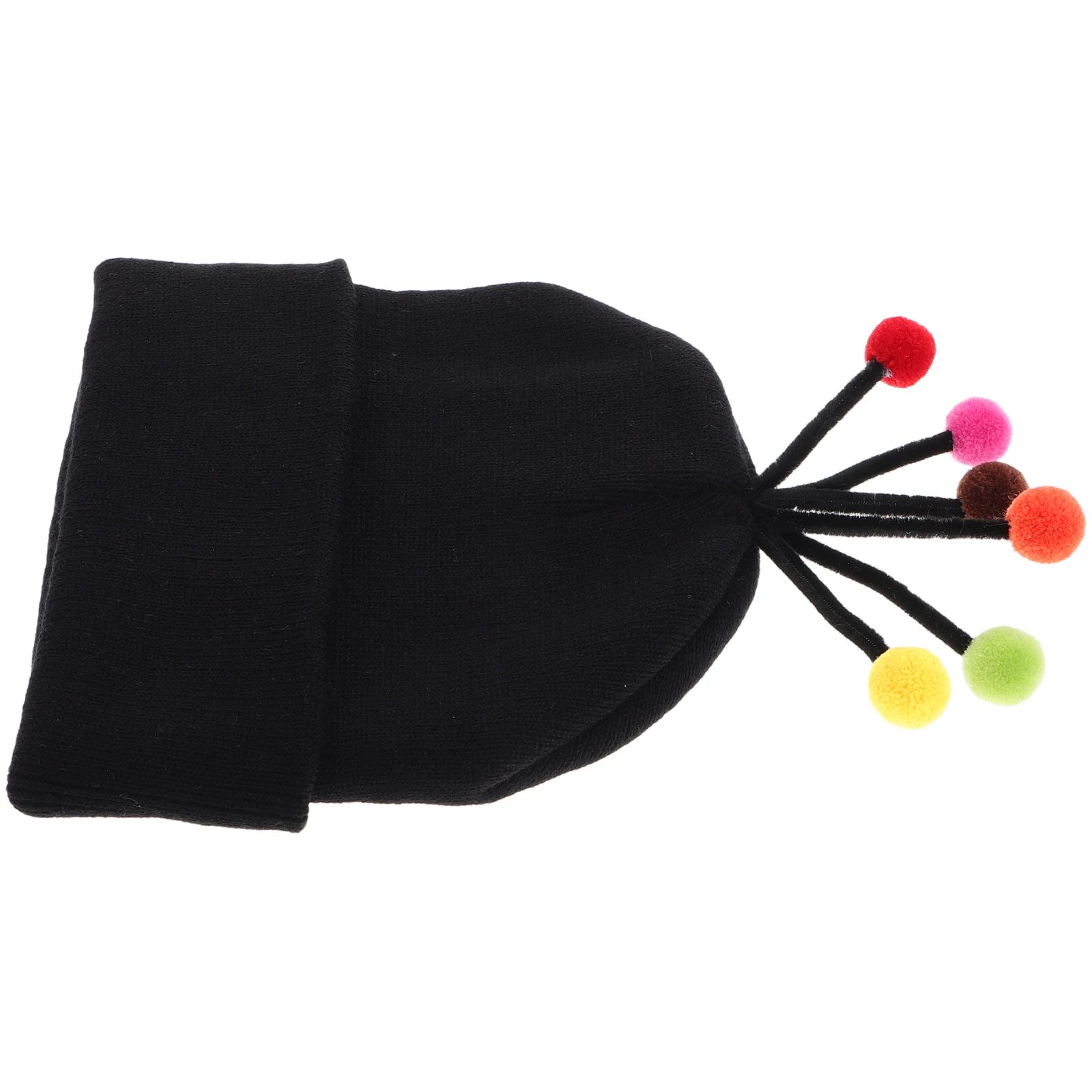 

Funny Ball Knitted Hat Colorful Pom Pom Warm Beanie Hats for Men Women Cycling Ear Protection Trendy
