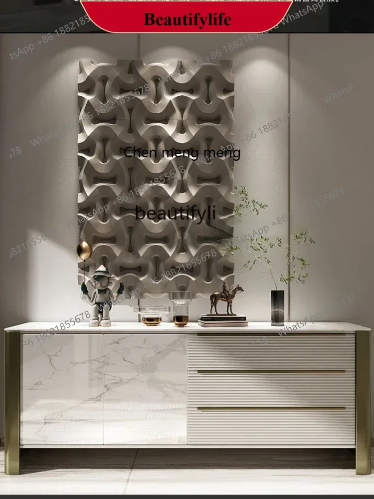 D178  Y yj Light luxury wind solid wood porch cabinet, post-modern simple rock plate storage bucket cabinet