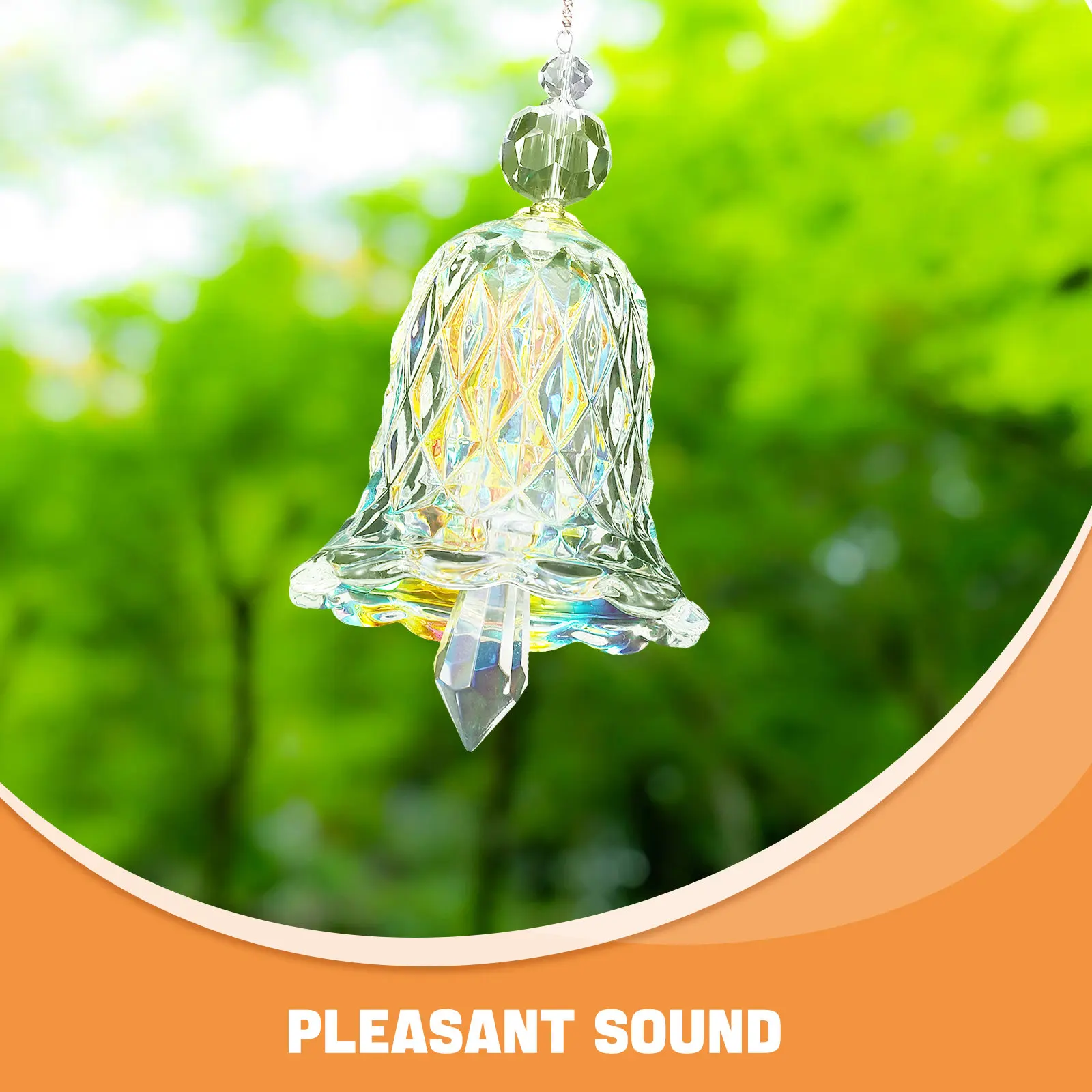 2Pcs Glass Wind Chimes Window Suncatcher Hanging Decor Indoor Sun Catcher Bell Melodic Elegant Light Refracting Home Office