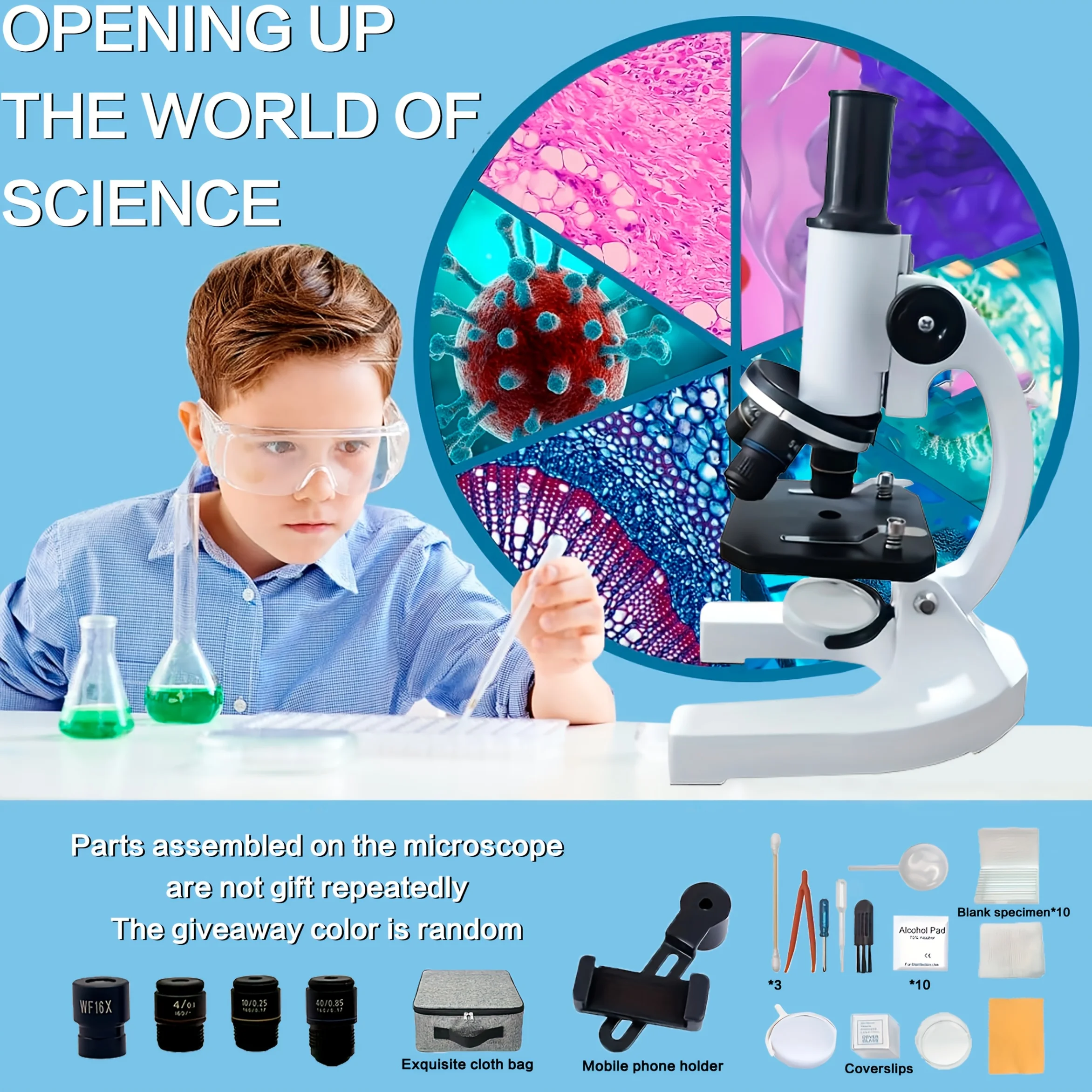Biological Optical Metal Desktop Microscope, Suitable For Children And Beginners, Birthday Gift