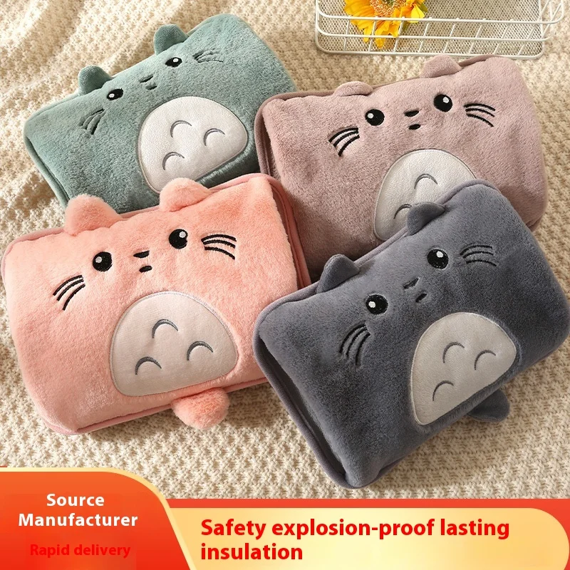 

Winter Hot Water Bag Water Injection Cute Tummy Warmer Cartoon Plush Cloth Cover Baby Warmer Outdoor Home Household