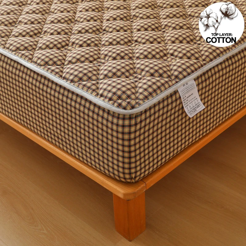 Premium Mattress Protector - Mattress Cover Breathable Quilted- Antimicrobial, Noise-Free Hypoallergenic,Coffee  Plaid