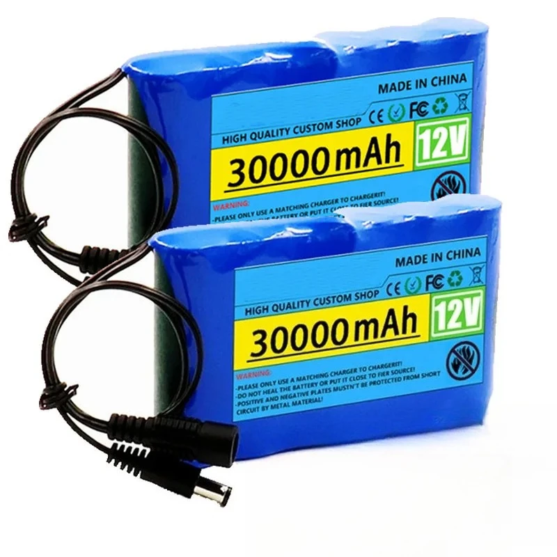 30000 mAh Lithium-Akku mit Kapazität, wiederaufladbarer Akku für CCTV-Kamera-Monitor, 12 V Akku für Elektrogeräte