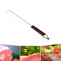 Roasting Sticks Stainless Steel Skewers BBQ Forks Wood H Cooking Utensils Meat Hook Bend Hook Grill Tools Camping Accessories