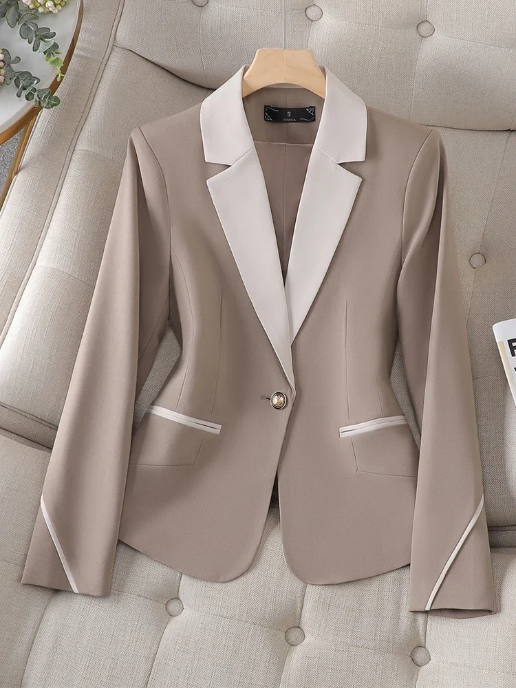 

Women Suit Formal Blazers Long Sleeve Office Ladies Blue Brown Female Business Work Wear Coats Slim Fit Jacket For Autumn Winter