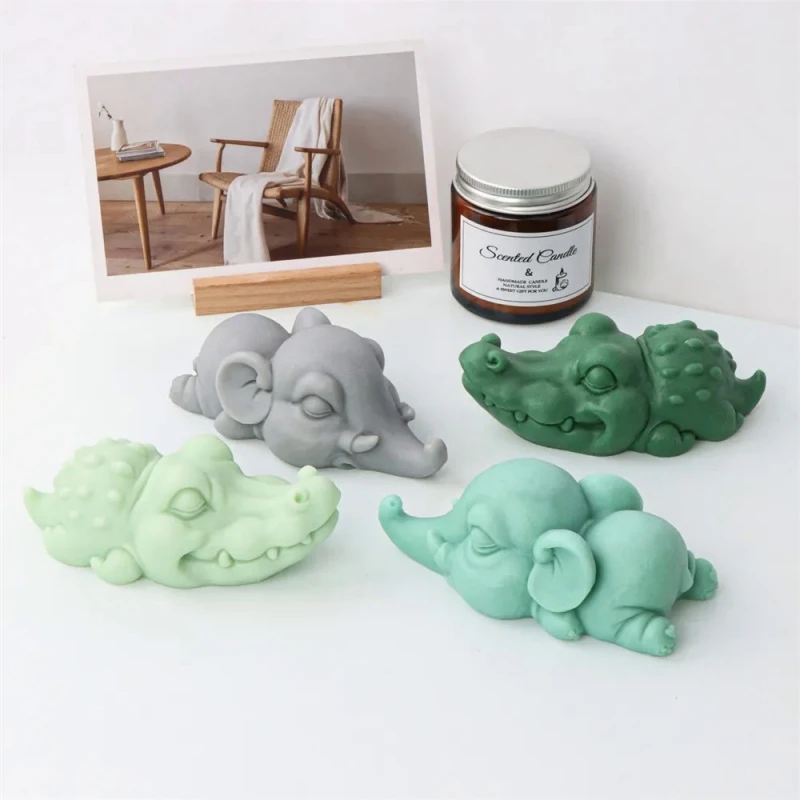 Cartoon Elephant CCandle Mold rocodile Silicone Mould Diy Resin Molds Handmade Chocolate Soap Gypsum Epoxy Ceramics Moulds