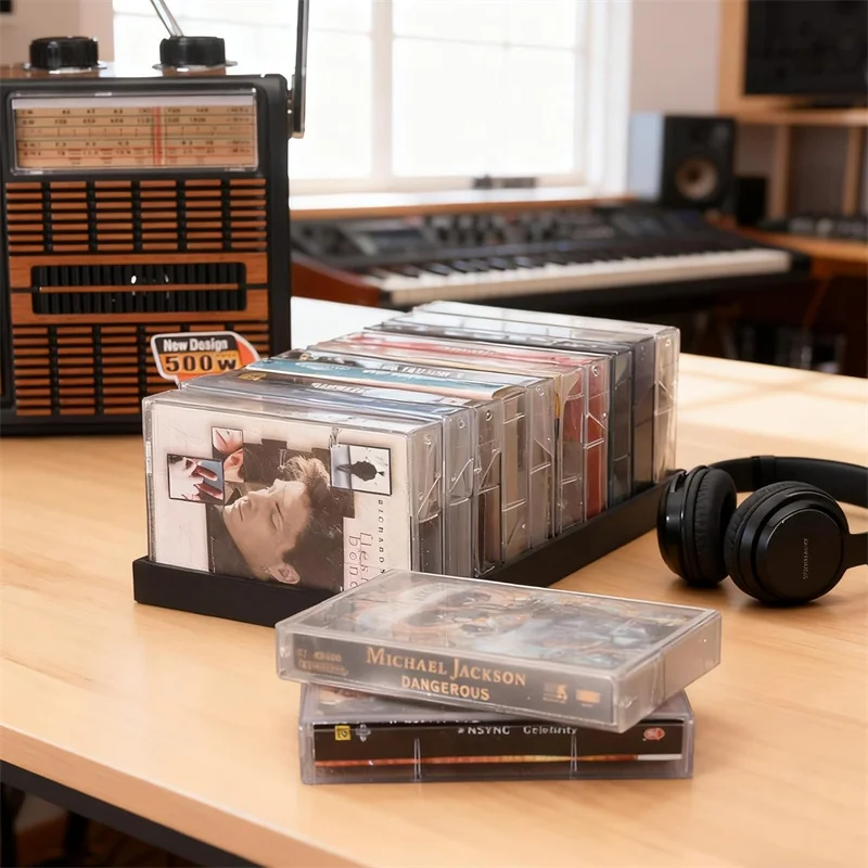 Magnetic Closure Cassette Tape Holder​ - Black Plastic Organ