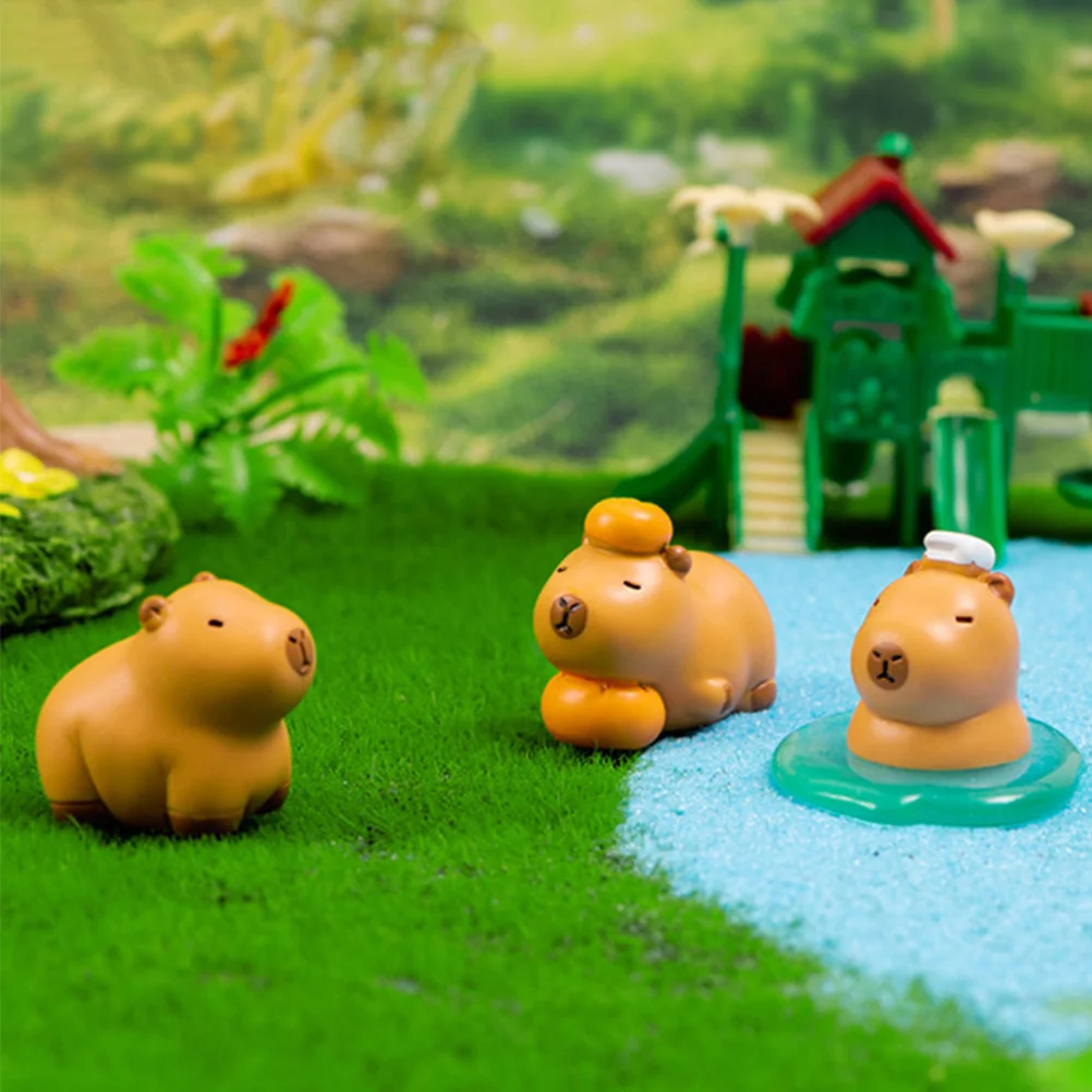 6 قطعة مايكرو كابيبارا المشهد تمثال راتينج صغير لمكتب الرف ديكور لطيف الحيوان زخرفة حفلة تفضل الإجهاد الإغاثة