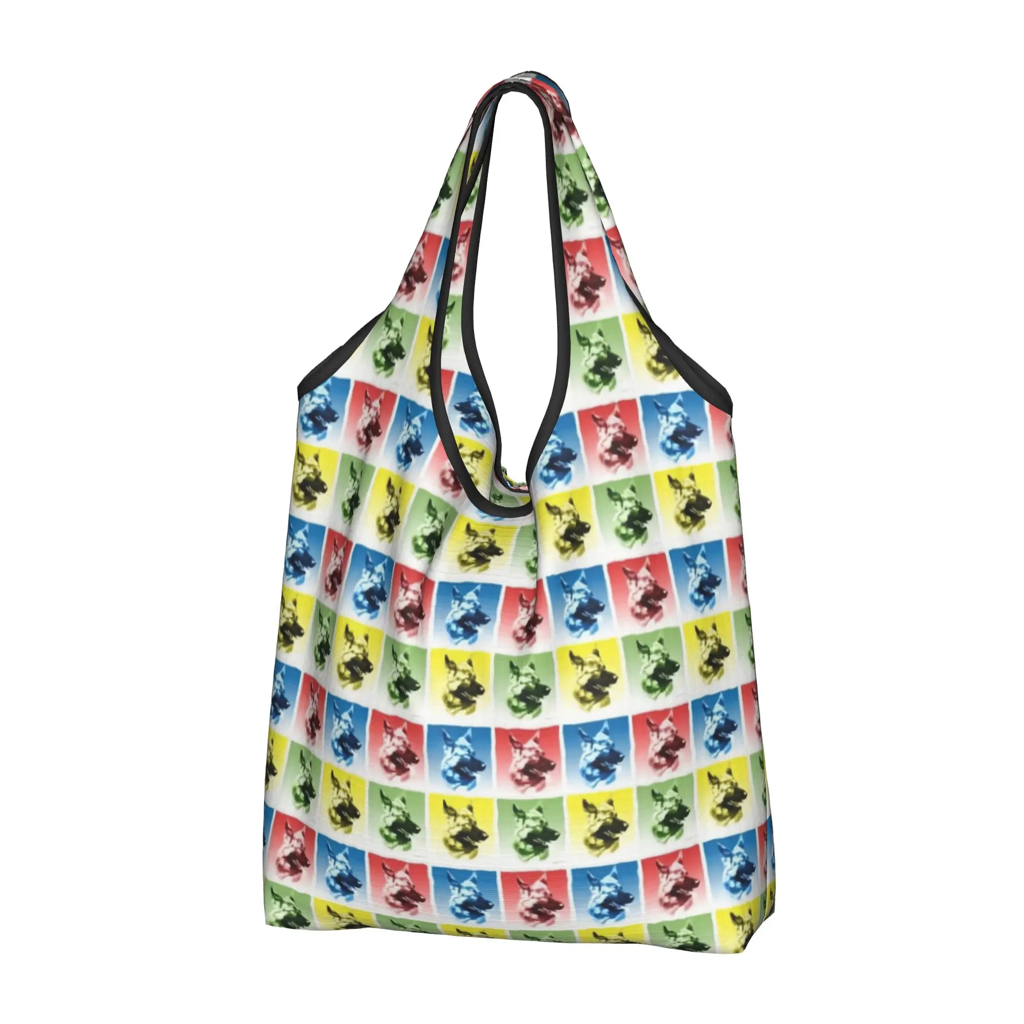 Custom German Shepherd Dog Shopping Bag Women Portable Big Capacity Groceries Pet Lover Owner  Tote Shopper Bags