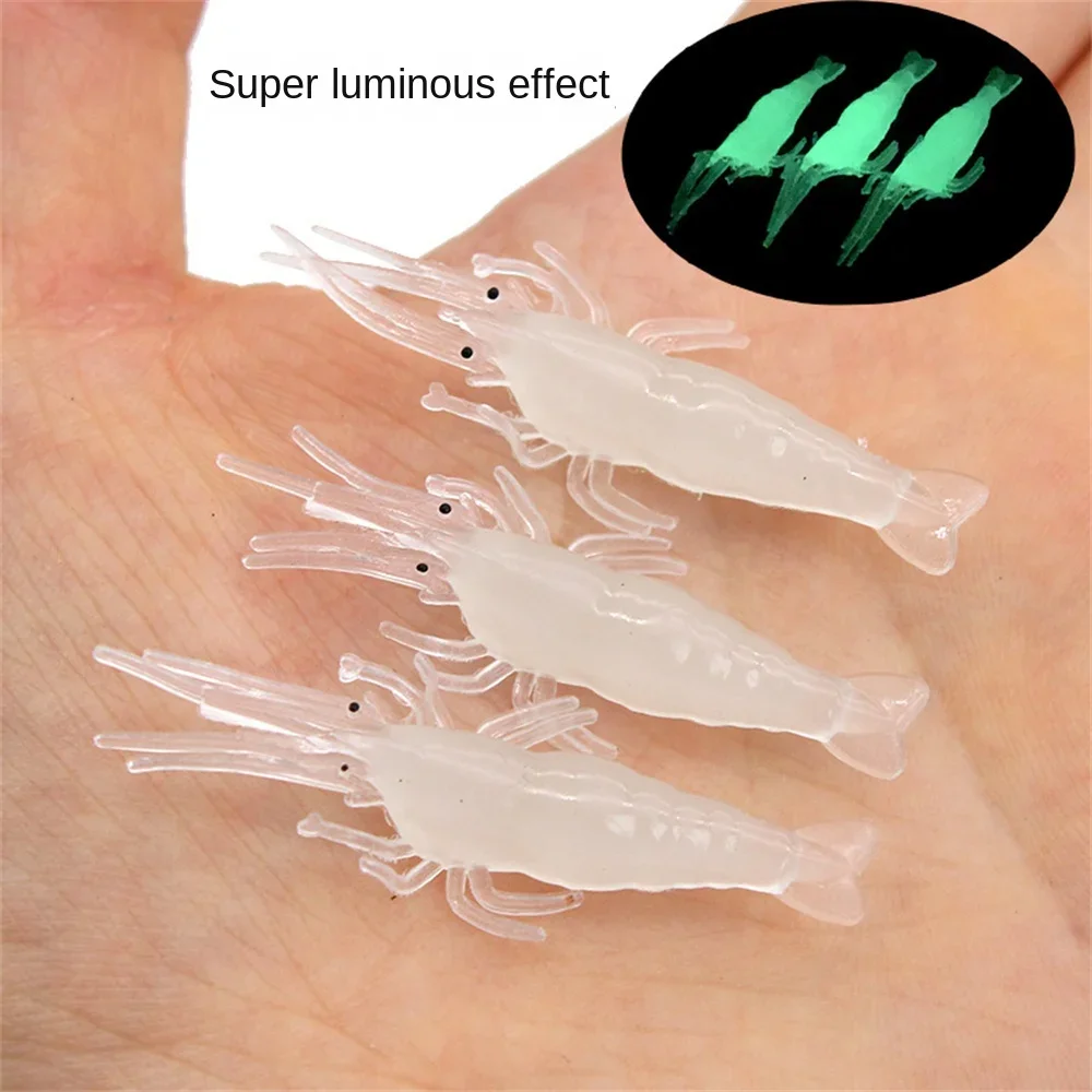 Fishing Lures With Hook Luminous Penetrating Hook 4cm Fish Accessories Fishing Tackle Imitation Shrimp Grass Shrimp Simulation