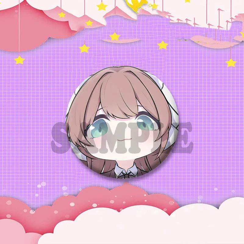 Niedliche Anime-Mädchen M-Monika Anstecknadel, Cartoon-Spielfigur, Cosplay-Abzeichen, Handgefertigte Runde Anstecknadeln für Rucksäcke, Kleidung, Schmuck, Geschenk – Detail 8