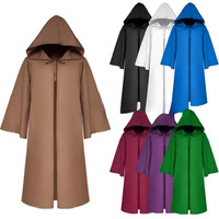 Medieval Halloween Death Wizard Cloak Cosplay Costume Monk Hooded Robes Cloak Cape Friar Renaissance Priest Kids Adult S-XXL