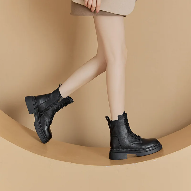 

Women's Boots 2025 Autumn/Winter Retro Genuine Leather Women's Korean Edition Thick Bottom New Short Boots Casual Boots