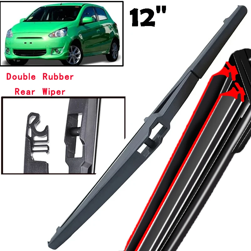 

Car Wiper 12" Rear Wiper Blade For Mitsubishi Mirage MK6 2012 - 2023 Windshield Windscreen Tailgate Window Car Rain Brush