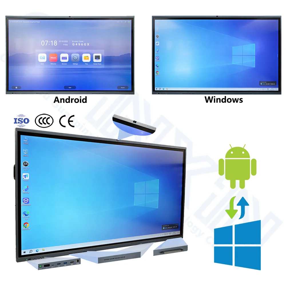 55 Inch LCD Interactive Flat Panels 4K Display For Schools & Meetings  65/75/85/86/98/110 Inch Sizes