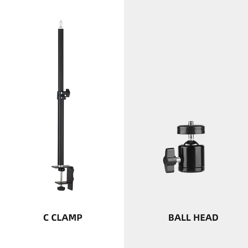 Desktop, adjustable aluminum stand with 1/4 screw light stand for light camera flash