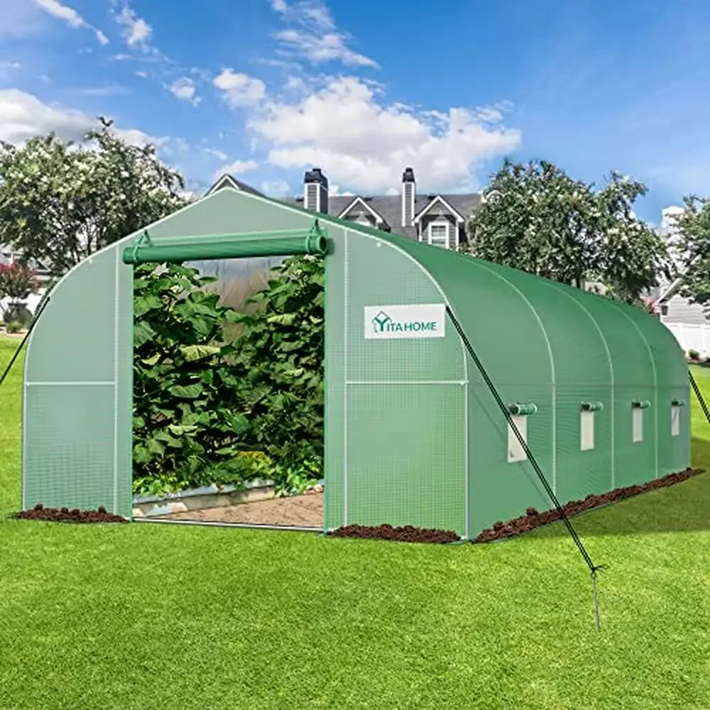 

Greenhouse Large Heavy Duty Outdoor Walk-In Tunnel Green House Portable Plant Gardening Upgraded Thicken PE Fabric Galvanized