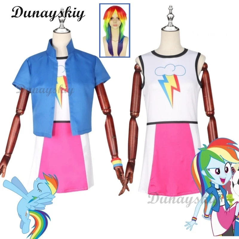 Anime My Rainbow Dash Cos Suit RD Cosplay Personification Little Girl Cos Cute Rainbow Pony Wig Lovely Prop Party Play For Women