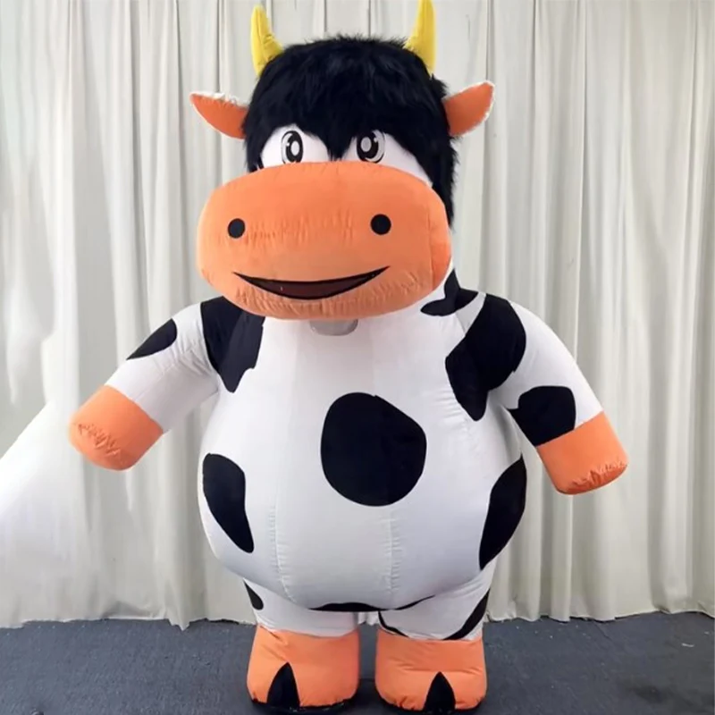 

2.6M Inflatable Cow Cosplay Costume Blowing Up Cows Costume Mascot Performance Props Full Body Wear-on Costumes Farm