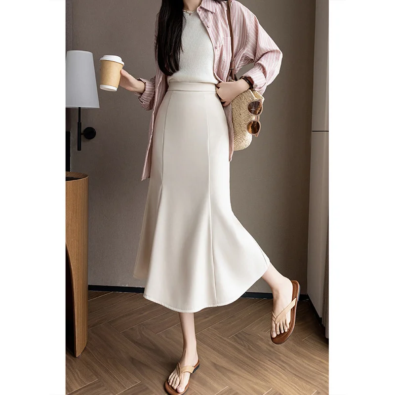 2025Spring and Summer New All-Matching Suit SkirtOLFashion Horn Large Swing Skirt Slimming Temperament Skirt Professional Wrappe