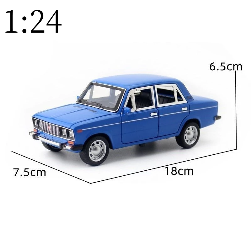 

In stock /1:24 alloy car model simulation Russian LADA Lada 2106 car toy with sound and light rebound door opening