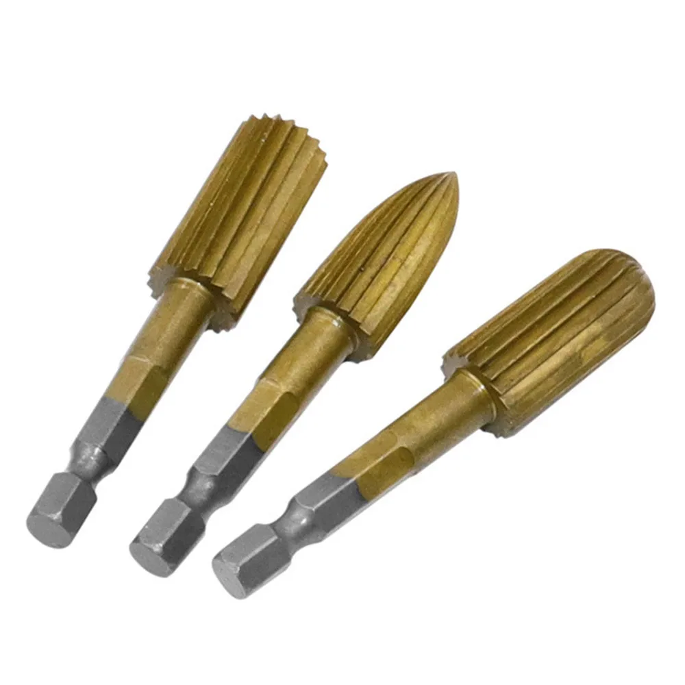5PCS Woodworking Rotary File 6.35mm Hex Handle High-Speed Steel Special-Shaped File Wood Carving Jade Electric Polishing Head