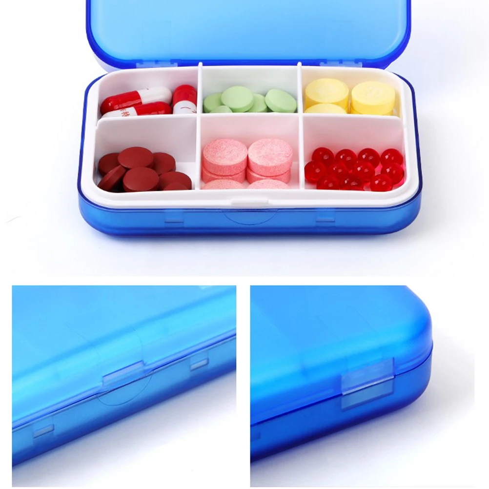 

Weekly Pill Travel Box Boxes Daily Organizer with Removable Compartments Blue Portable Medicine Kit