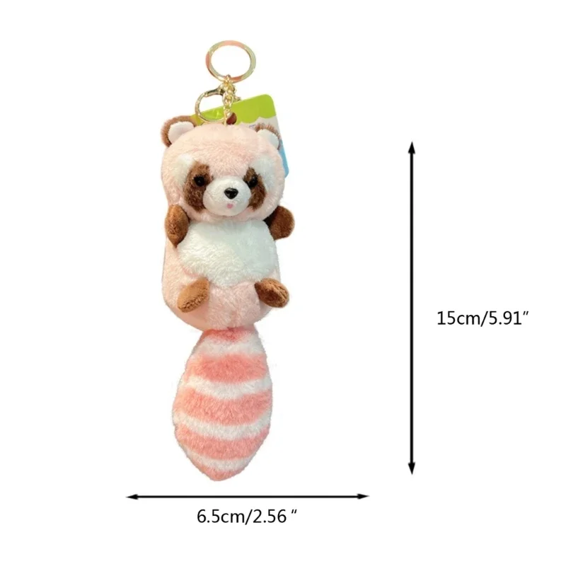 Plush Big Tailed Raccoon Charm พวงกุญแจเครื่องประดับน่ารักผู้หญิงพวงกุญแจรถกระเป๋าเป้สะพายหลังกระเป๋าถือ Charm จี้คีย์ผู้ถือ