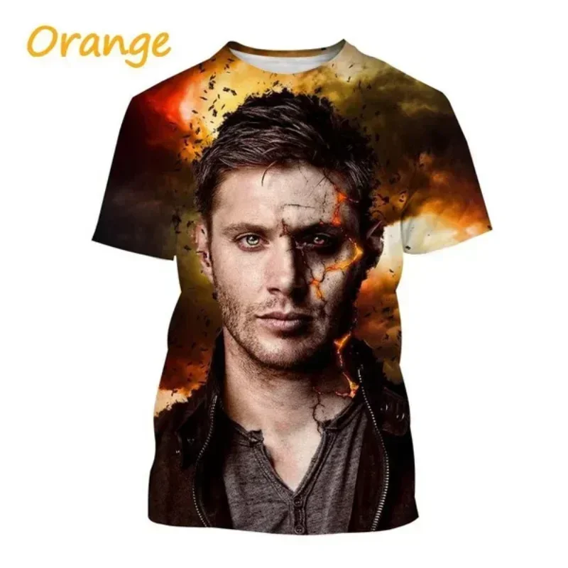 Jensen Ackles 3D Print T-shirt Fashion Personality Men Clothing Dean Winchester Supernatural Movie Graphic T Shirt Harajuku Tops