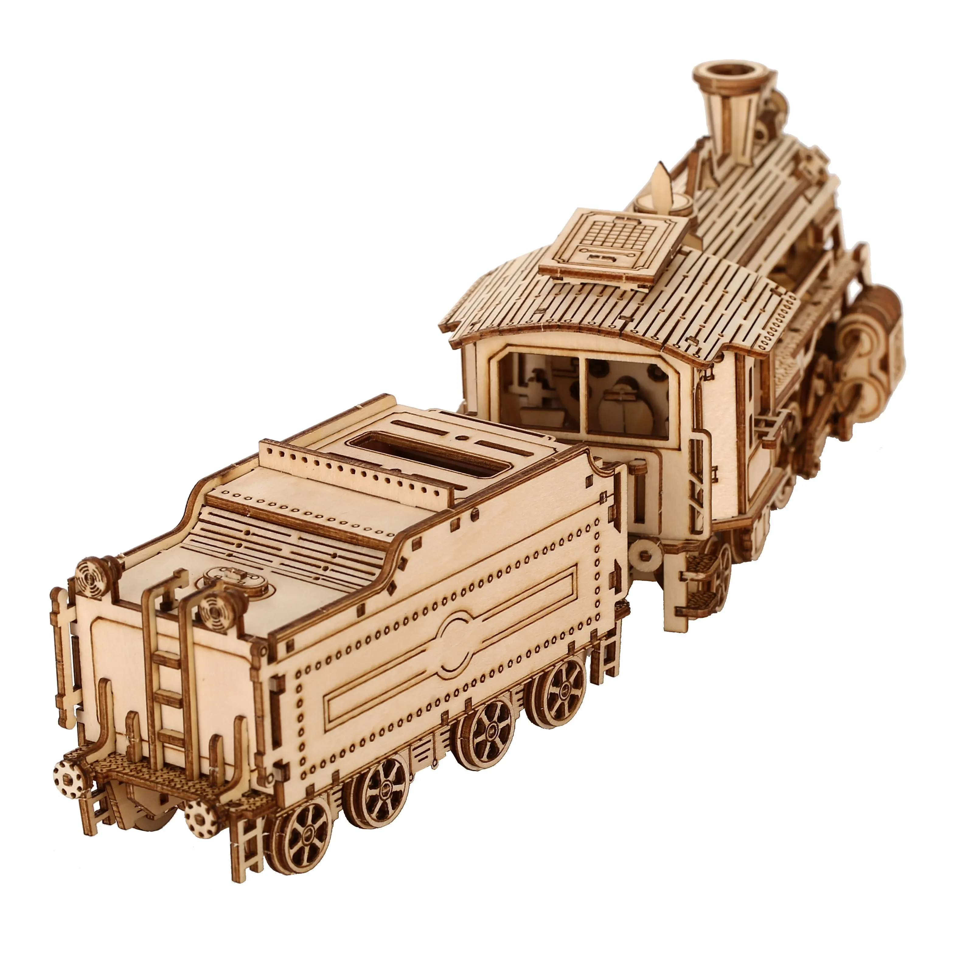 Locomotive 3D Car Wooden Puzzle, Scale Model,DIY Model Kit, Handcraft Gift,Home Decoration,Mechanical Model Kit, Building Toy