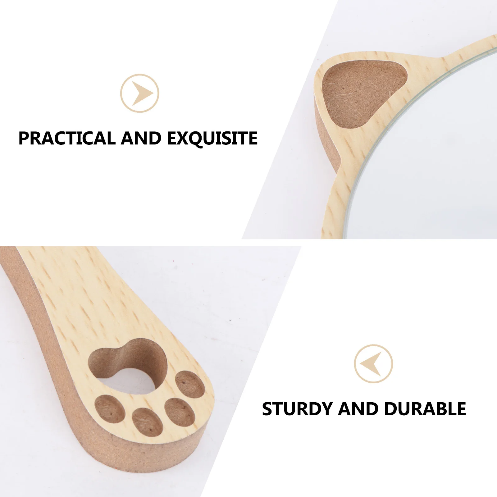 Wooden Cat Ear Compact Handheld Makeup Mirror Portable Travel Mirror for Women Teens Makeup Tool