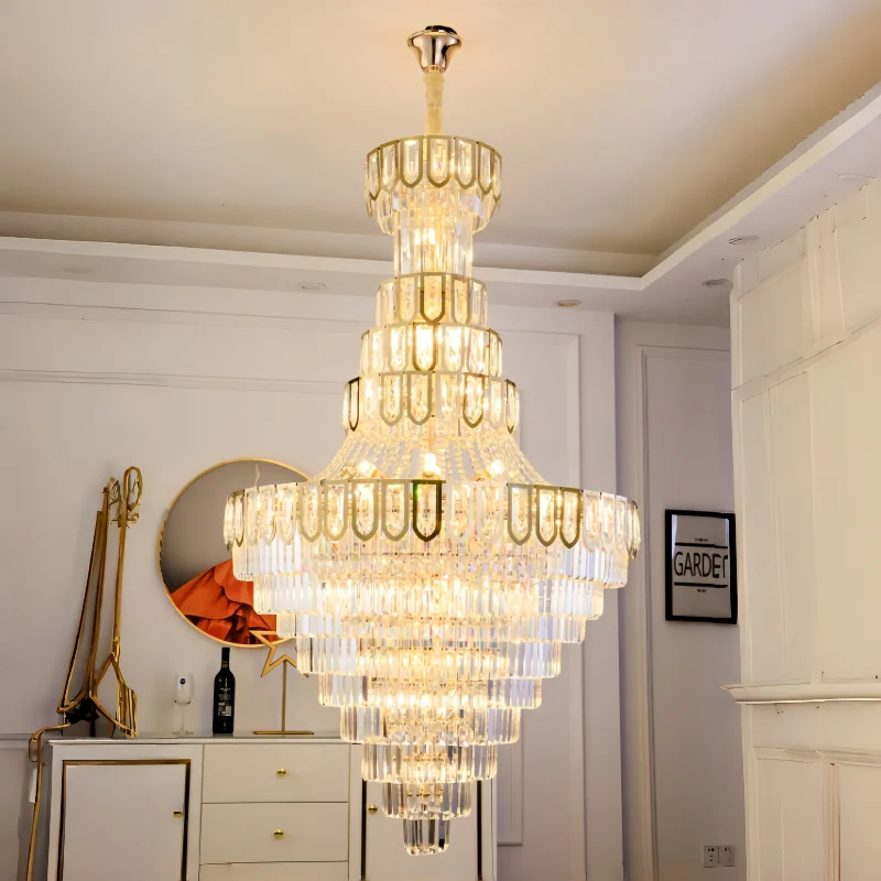 

Современная роскошная люстра для гостиной виллы с открытой планировкой, хрустальная, с LED-подсветкой, для лобби, дуплекса, лестницы, квартиры
