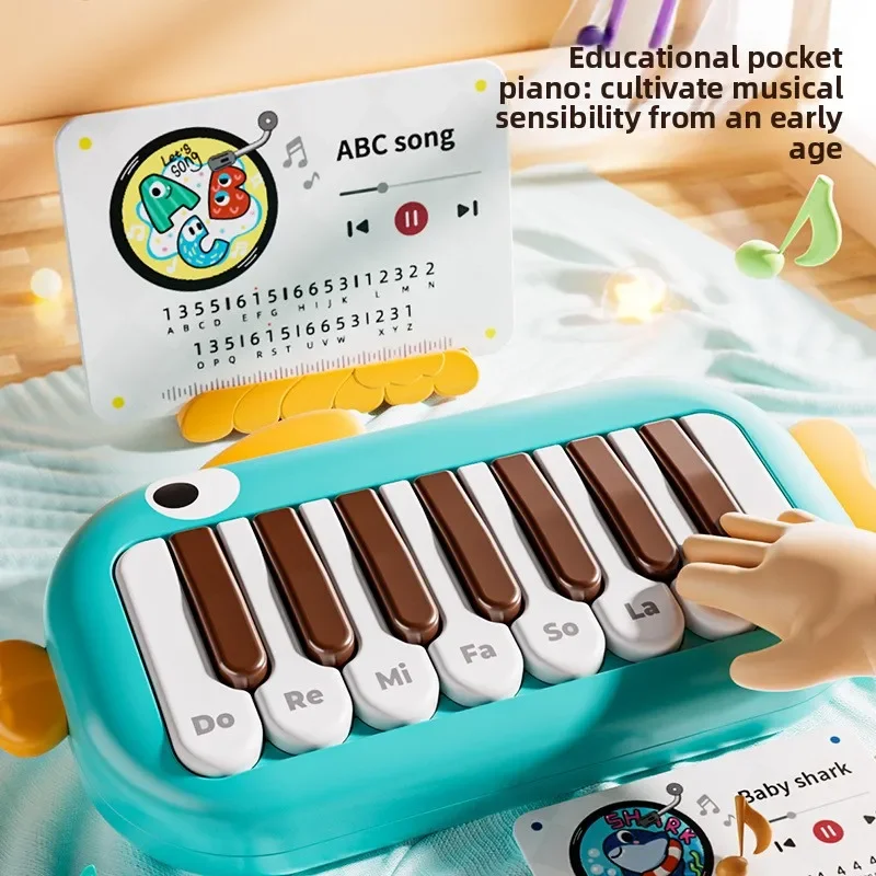 Instrumentos musicales para bebés Montessori, música electrónica multifuncional, teclado de Piano de bolsillo, juguete, juegos educativos de aprendizaje para niños