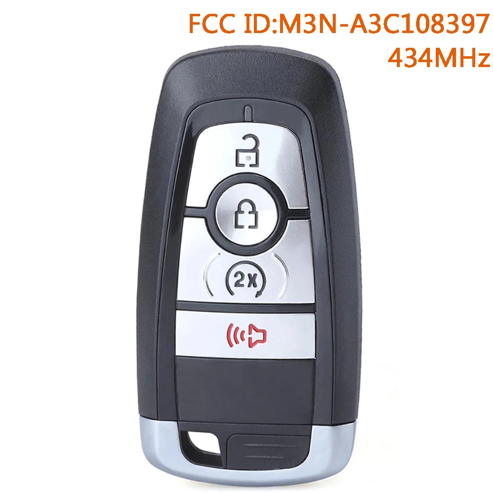 

KEYECU M3N-A3C108397 434 МГц дистанционный автомобильный брелок для Ford F-150 2023 2024 2025 4 кнопки 5945817 ID49 чип HU101